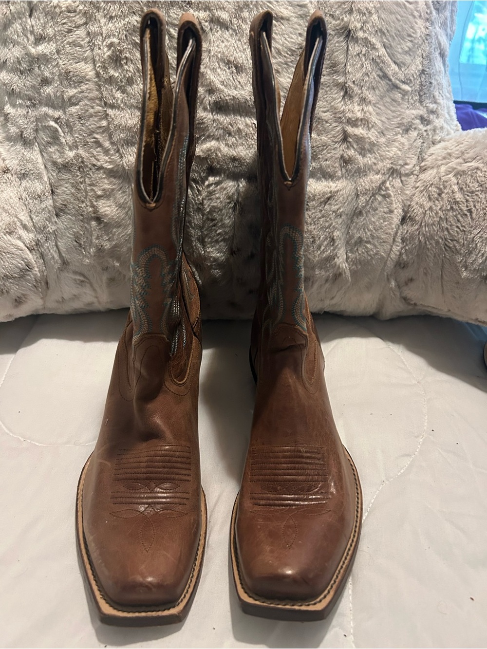 Nocona Brown Leather Women Cowboy Boots with Subtle Stitching